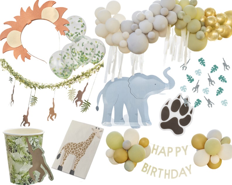 Animal Party Decorations Jungle Safari Party Decorations Safari Jungle Birthday Decorations Animal Party Balloon Plates Cups