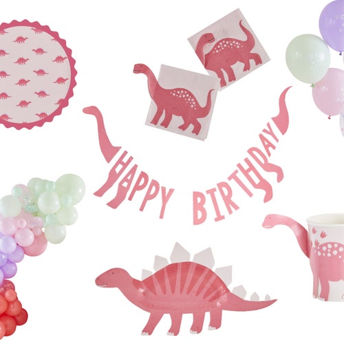 Pink Dinosaur Decorations Birthday Party Decorations Etsy UK