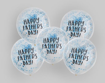 5 Happy Fathers Day Confetti Balloons, Happy Fathers Day Balloons, Fathers Day Decorations, Blue Confetti Balloons, Fathers Day Gift