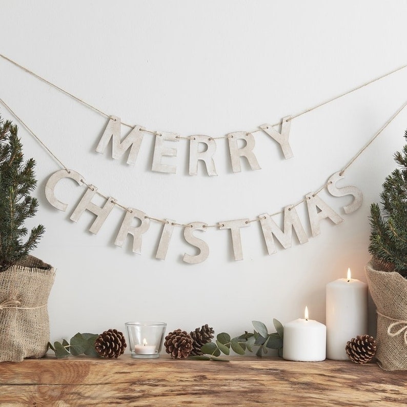 Merry Christmas Hessian Burlap Bunting, Rustic Christmas Garland, Farmhouse Christmas, Holiday Decor, Holiday Decoration, Christmas Decor, image 9