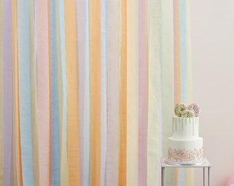 Pastel Rainbow Streamers Backdrop, Pastel Crepe Paper Streamers Backdrop, Rainbow Party Decor, Pastel Party Decor, Baby Shower Decor