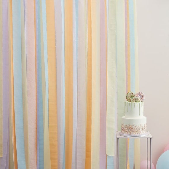 Pastel Rainbow Streamers Backdrop, Pastel Crepe Paper Streamers Backdrop,  Rainbow Party Decor, Pastel Party Decor, Baby Shower Decor 