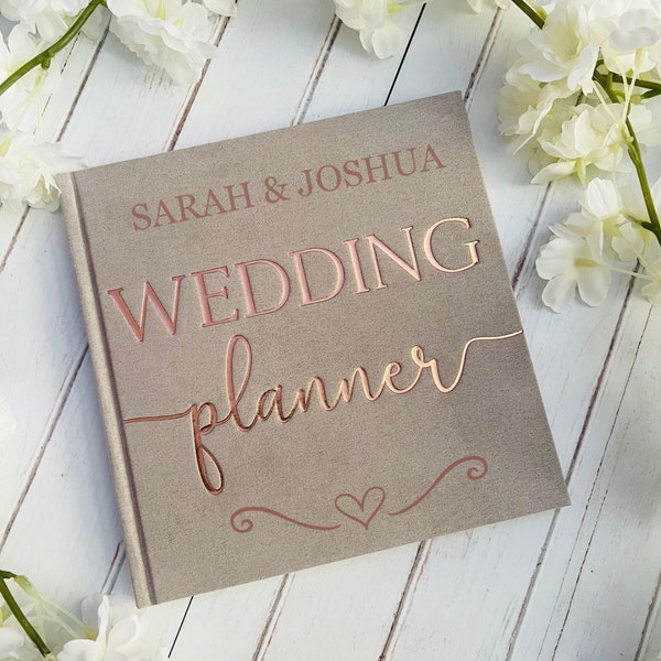 Personalised Wedding Planner Book, Wedding Organiser, Engagement Gift, Gift for Couples, Wedding Day Planner, Plan your Wedding, Suede