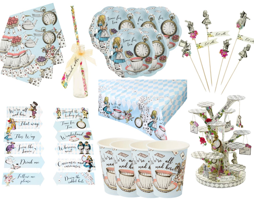 Alice In Wonderland Tea Party Banner – Vintage Floral Flag Bunting For Girls Birthday Decor - View #6