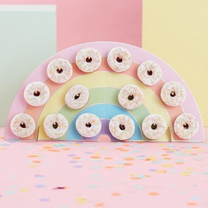 Rainbow Doughnut Wall Stand, Rainbow Donut Wall Stand, Pastel Party Decor, Desert Table, Cake Stand Alternative, Rainbow Party Decor