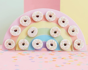 Rainbow Doughnut Wall Stand, Rainbow Donut Wall Stand, Pastel Party Decor, Desert Table, Cake Stand Alternative, Rainbow Party Decor