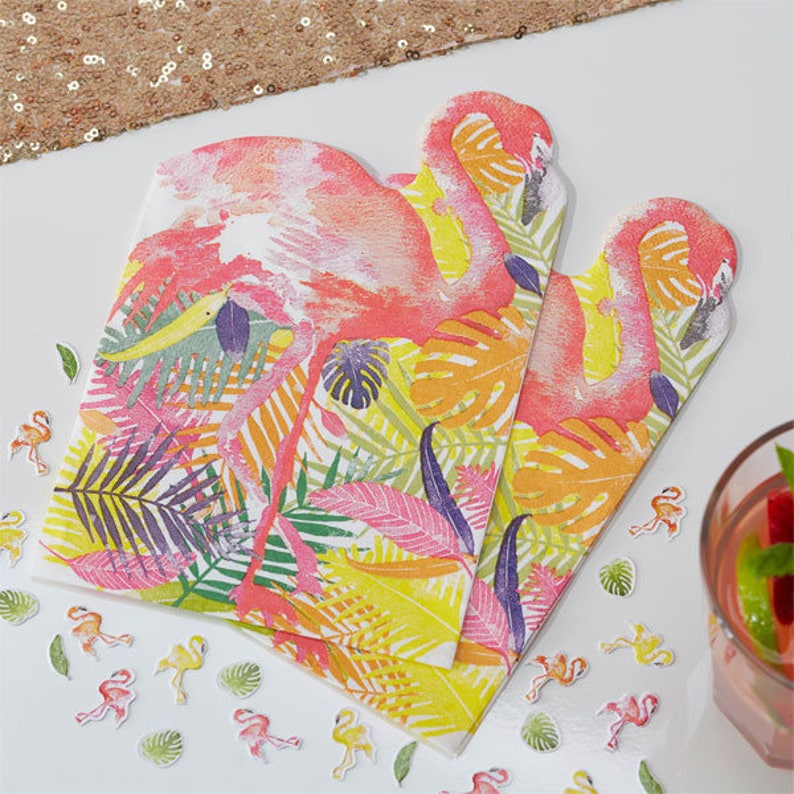 20 Flamingo Paper Party Napkins, Flamingo Birthday Flamingo Party Supplies, Flamingo Fun, Birthday Party, Tropical Party, Pink Napkins, Luau image 1