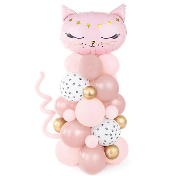 Kitty Cat Balloon Display, Kitty Cat Balloon Sculpture, Kitty Cat Balloon Tower, Kitty Cat Party Supplies, Kitty Cat Birthday Theme Decor