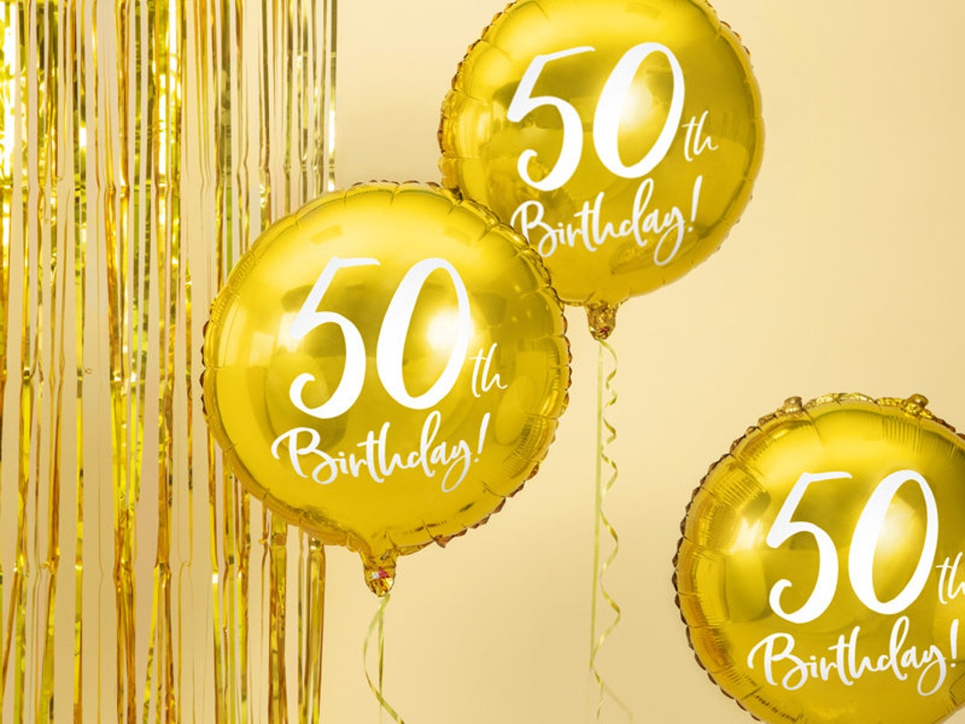 Palloncino in foil per il 50 compleanno d'oro, palloncino del 50  compleanno, arredamento del 50 compleanno, forniture per feste 50 ,  palloncini d'oro, arredamento per feste d'oro, 50 anni -  Italia
