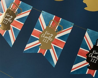 King Charles Coronation Banner, Coronation Party Decorations, Union Jack Decorations, Street Party Decor, Tea Party, Coronation Bunting
