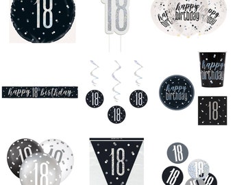 18th Birthday Decorations, 18th Birthday Black Silver, 18th Birthday Decor, Black Silver Decorations, 18th Birthday Girl Boy, Glitz