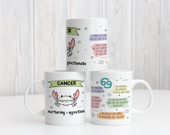 Cancer Zodiac Mug, Star Sign Mug and Coaster, Cancer gifts, July Birthday Gift