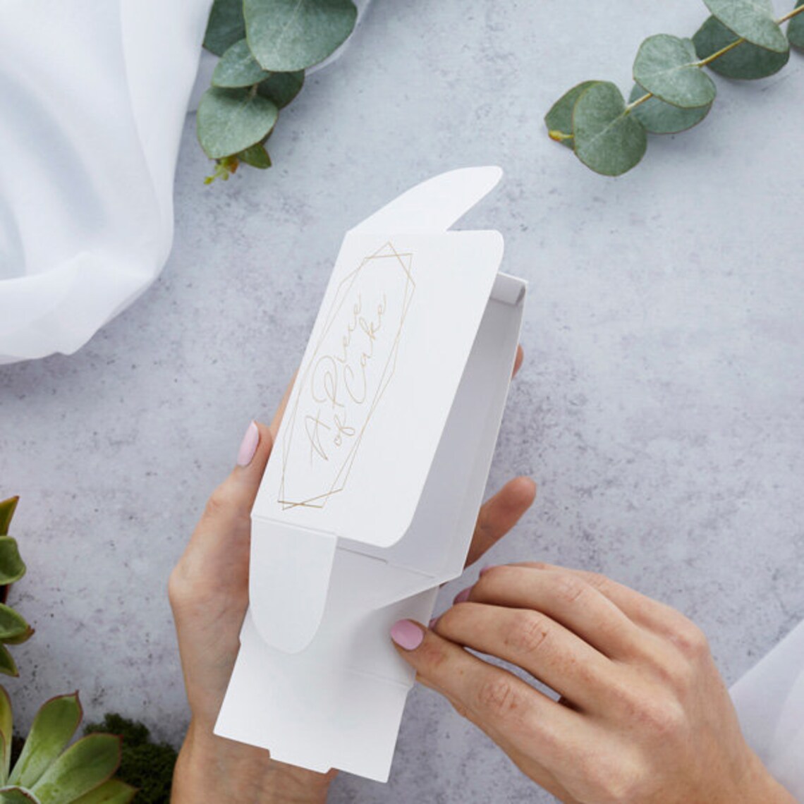 10 Gold Cake Boxes A Piece of Cake Gold Wedding Cake Box Etsy UK