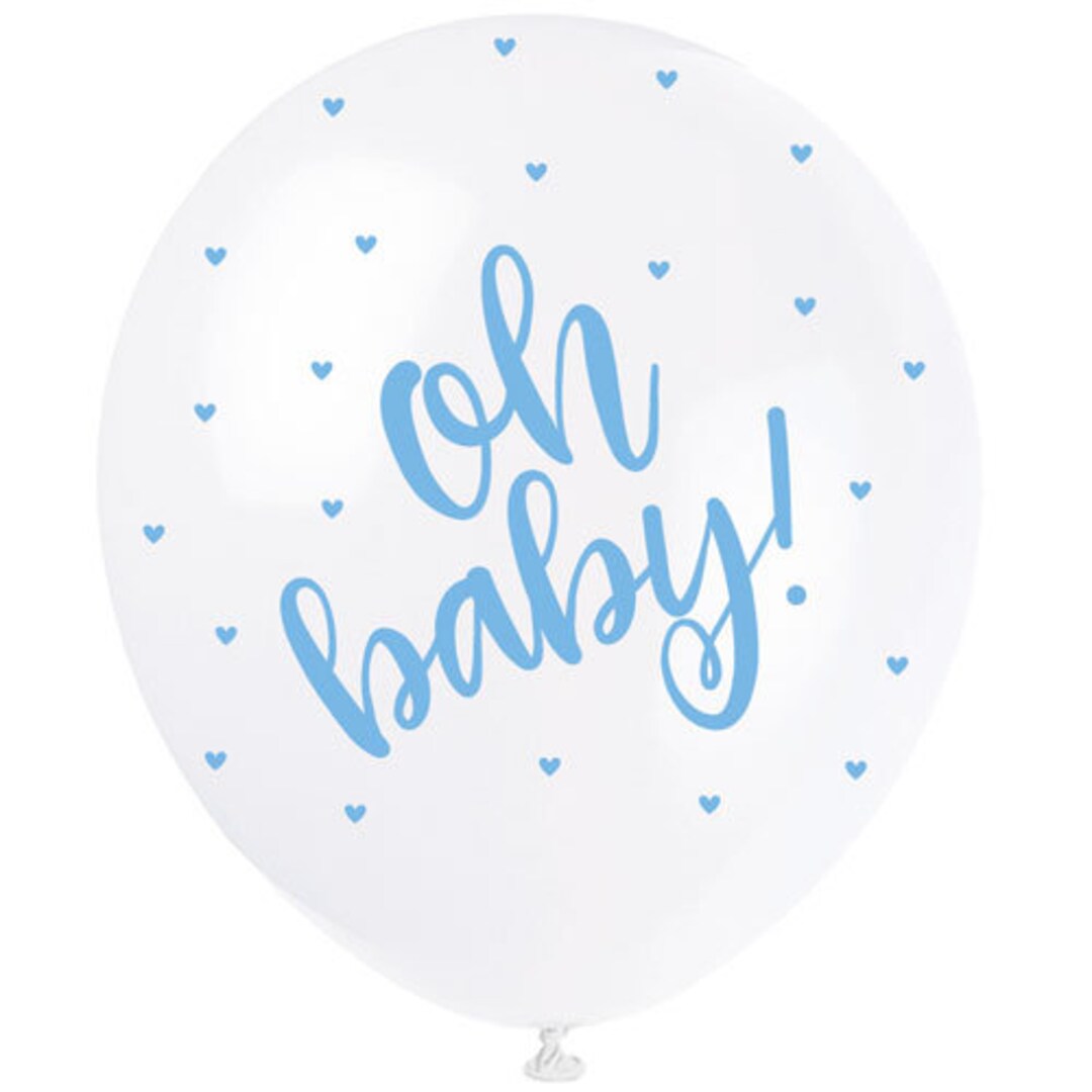 5 Blue Oh Baby Balloons Baby Shower Party Balloons Baby Etsy