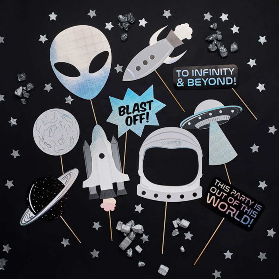 10 Space Theme Photo Booth Props, Outer Space Birthday Party, Space ...