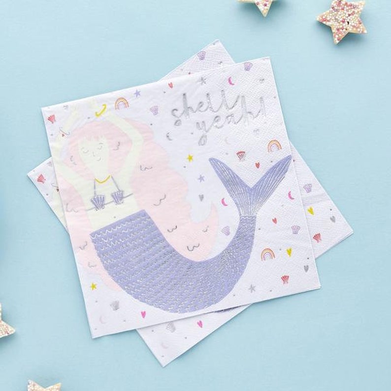 16 Mermaid Party Napkins Mermaid Party Supplies Mermaid 1st Birthday Mermaid Party Decor Mermaid Party Theme Girls Birthday