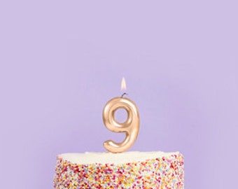 Number Nine Gold Candle, Gold 9 Candle, Age Candles, Birthday Cake Candle, Number Candle, Gold Candle, 9th Birthday, 90th Birthday