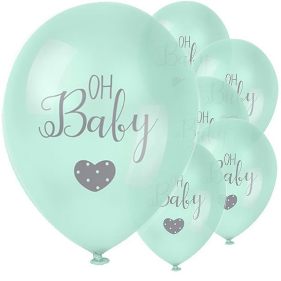 6 Mint Green Oh Baby Balloons Baby Shower Supplies Unisex Etsy