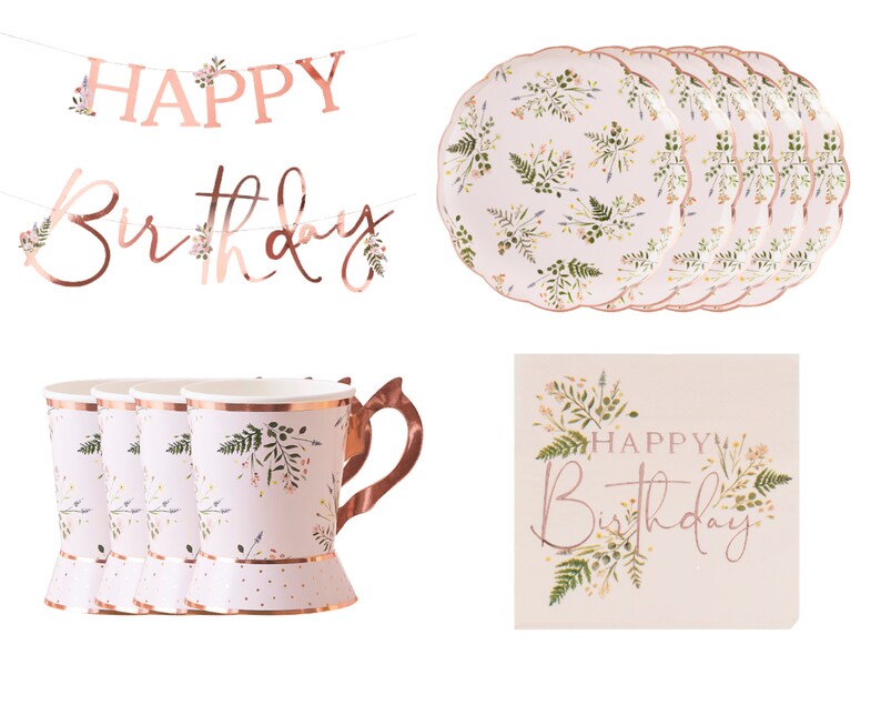 Tea Party Pack Kit 8 Guests Tea Party Pack Tea Party Birthday Decorations Garden Tea Party Plates Napkins Cups Supplies