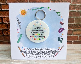 Good Luck SATS Exam Keyring Card, Good Luck Gift, Positivity Gift