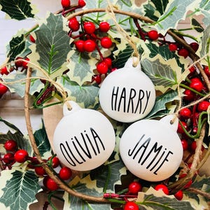 Personalised Ceramic Christmas Bauble, Christmas Ornament, Bauble, Personalised Christmas Decoration, Family Name Bauble, tree decoration