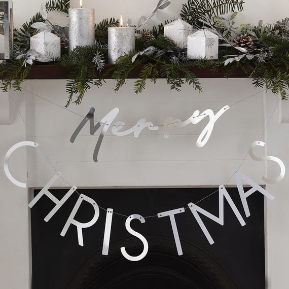 Silver Merry Christmas Acrylic Bunting Merry Christmas Sign