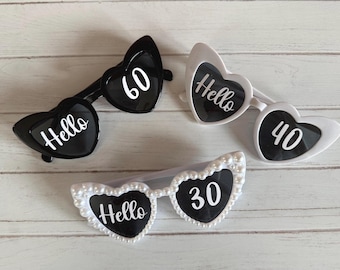 Personalised heart birthday sunglasses, birthday Sunglasses, Heart Sunglasses, Sunglasses, Custom Sunglasses, 40th Birthday, 30th Birthday
