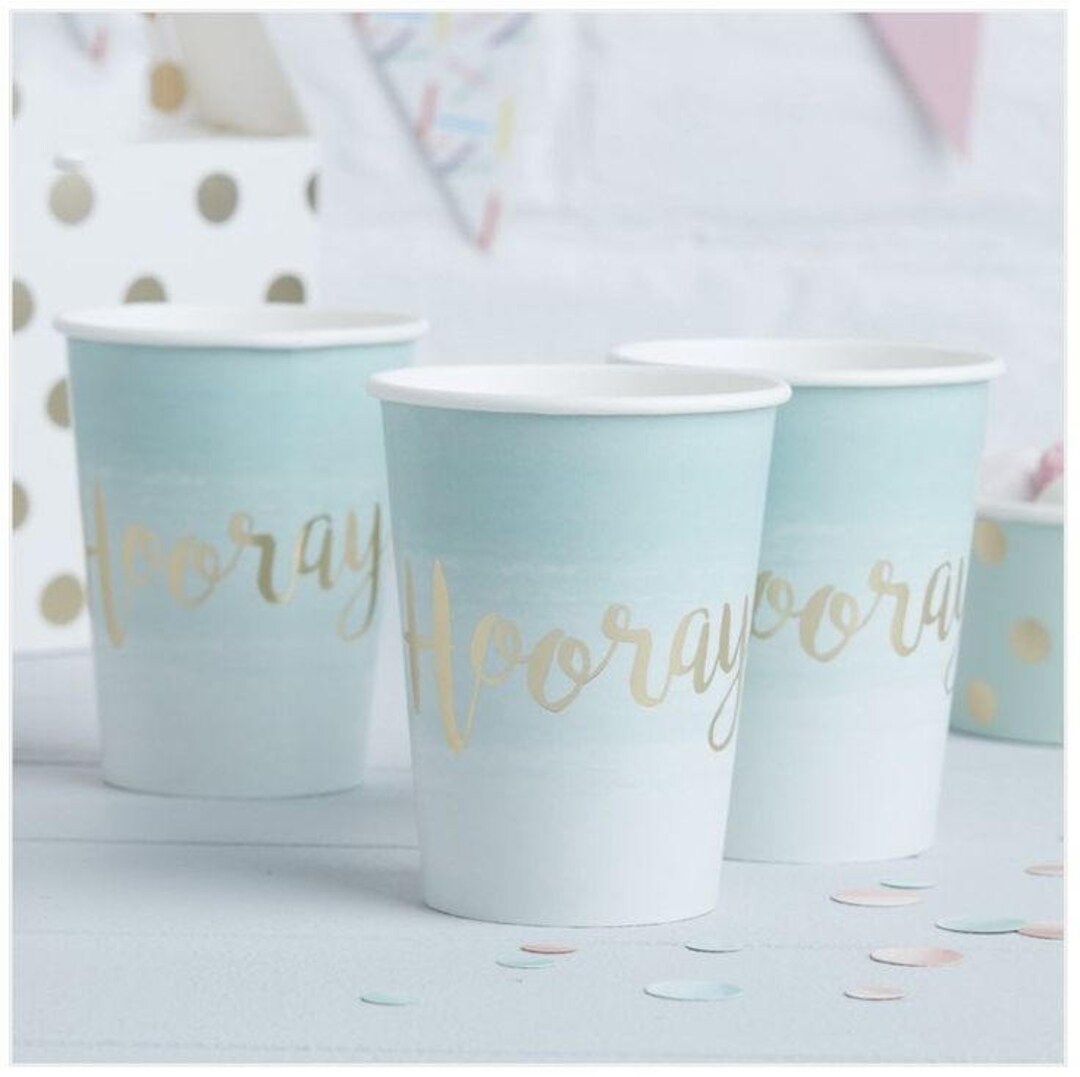 8 Mint Green Party Cups, Birthday Party Cups, Hen Party Cups, Baby