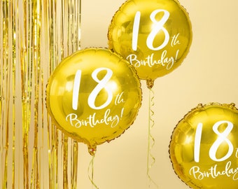 Gold 18th Birthday Foil Balloon, 18th Birthday Balloon, 18th Birthday Decor, 18th Party Supplies, Gold Balloons, Gold Party Decor, 18 Years