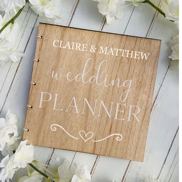 Wooden Wedding Planner Book, Wedding Organiser, Engagement Gift, Gift for Couples, Wedding Day Planner, Plan your Wedding
