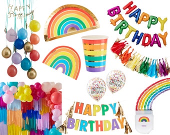 Rainbow Party Decorations, Rainbow Birthday Party, Rainbow Baby Shower, Rainbow Party Supplies, Rainbow Plates Cups Napkins, Rainbow Balloon