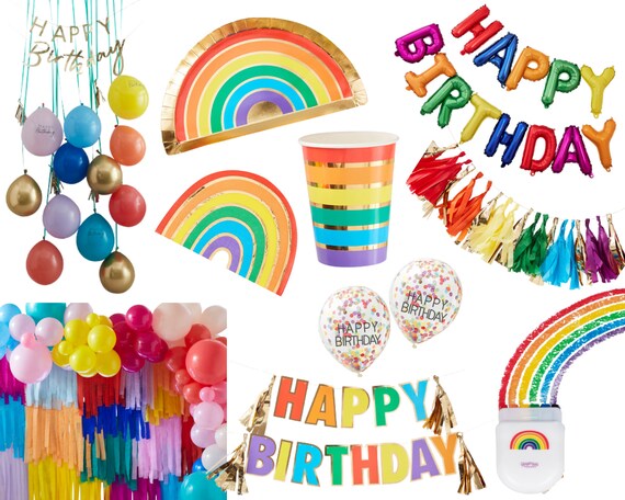 Rainbow Party Decorations, Rainbow Birthday Party, Rainbow Baby Shower,  Rainbow Party Supplies, Rainbow Plates Cups Napkins, Rainbow Balloon 