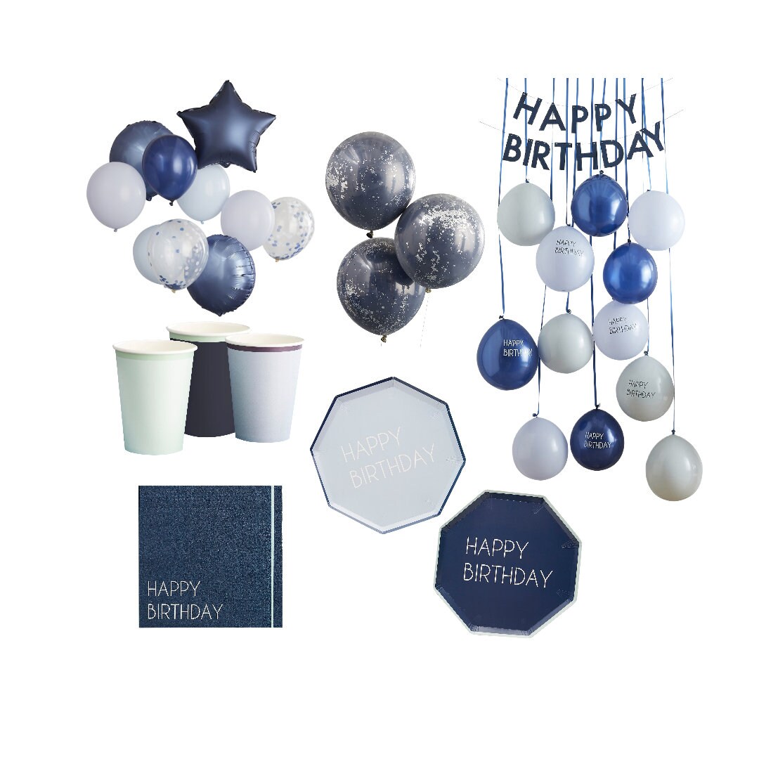 Navy Blue Party Decorations, Navy Blue Party Plates Cups Napkins, Navy