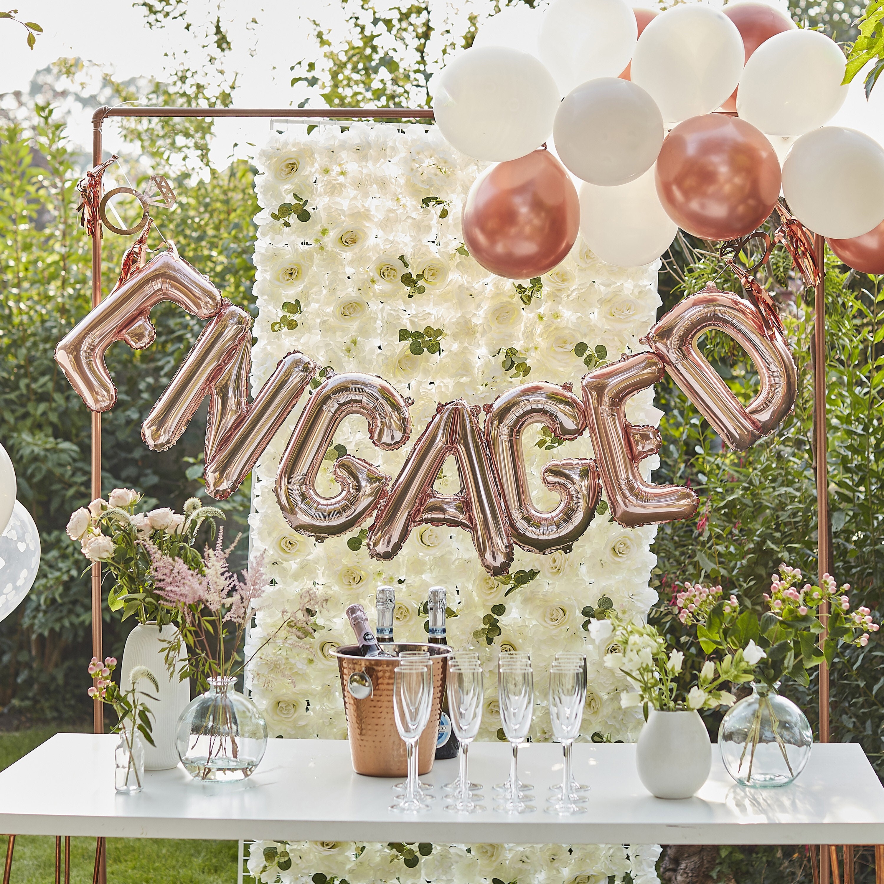 Rose Gold Engagement Balloons Engaged Balloon Banner Engaged - Etsy