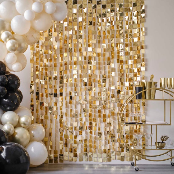 Champagne Gold Sequin Hanging Backdrop Decoration, Gold Birthday Backdrop,  Gold and White Party Decor, Birthday Party Decor, Gold Party 