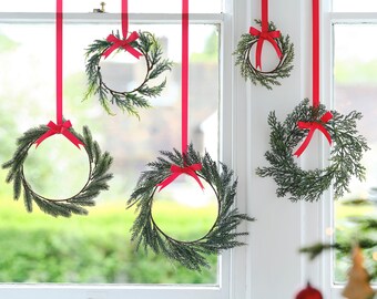 5 Décoration de couronnes de Noël, Décor de Noël, Noël moderne, Noël rustique, Décoration de vacances, Décor de cheminée, Vitrine