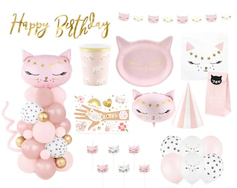 Cat Party Decorations, Cat Birthday Party, Cat Party Plates Cups Napkins Balloons, Cat Party Theme