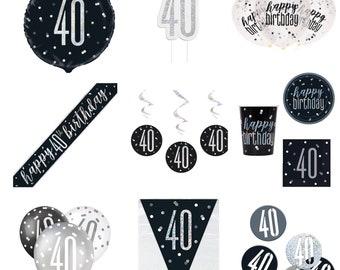 40th Birthday Decorations, 40th Birthday Black Silver, 40th Birthday Decor, Black Silver Decorations, 40th Birthday Girl Boy, Glitz