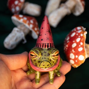Ceramic Little Wizards Frog -  Fully Sculpted and Hand-Painted EXCLUSIVE