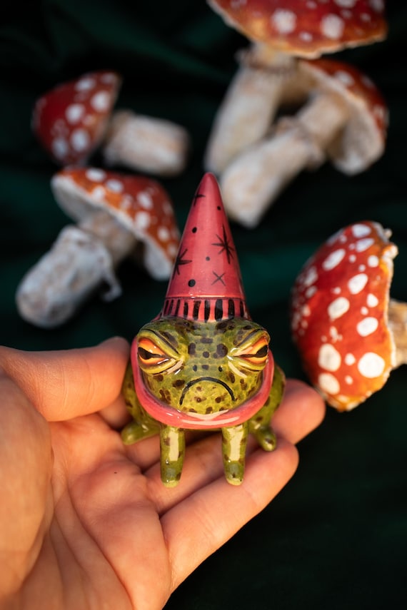 Ceramic Little Wizards Frog - Fully Sculpted and Hand-painted