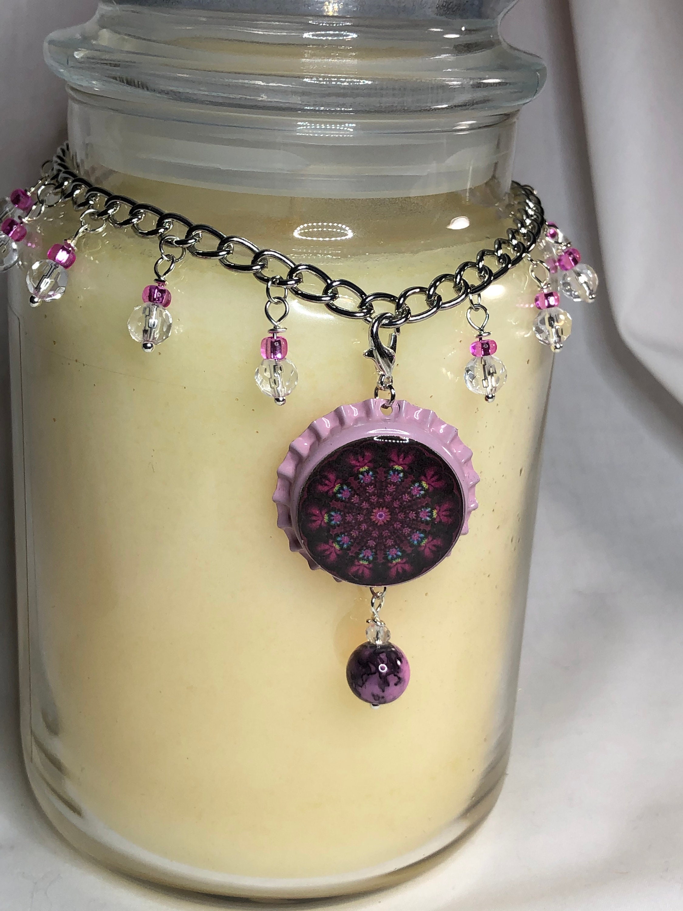Bottle Cap Charm Candle silver jewelry beaded design Etsy