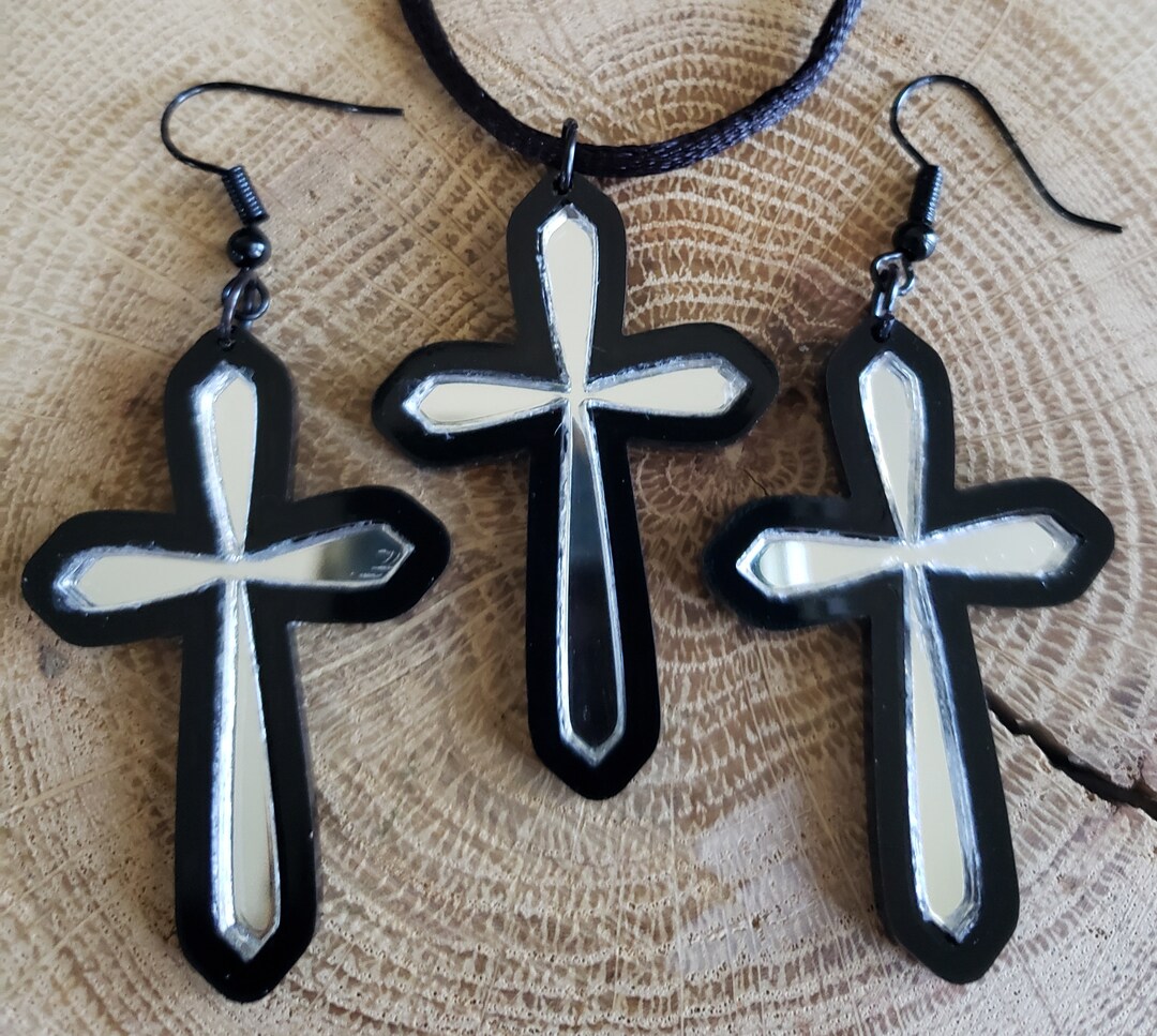 Cross Necklace and Earrings Set Etsy