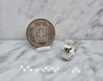 Bague Pièce De Monnaie 5 Francs Suisse En Argent - Coin Ring - Neuf Avec étiquettes