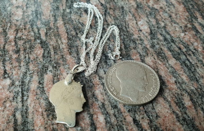 Coin pendant 10 Francs Turin in hand-cut silver