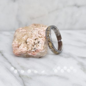 rustic moon piece ring in sterling silver and 18k gold
