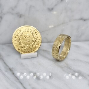 Coin ring 40 Francs Bonaparte First Consul in 21.6 Carat gold gold coin ring image 4