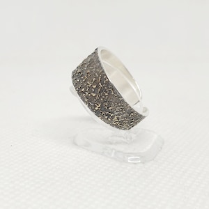 rustic moon piece ring in sterling silver and 18k gold
