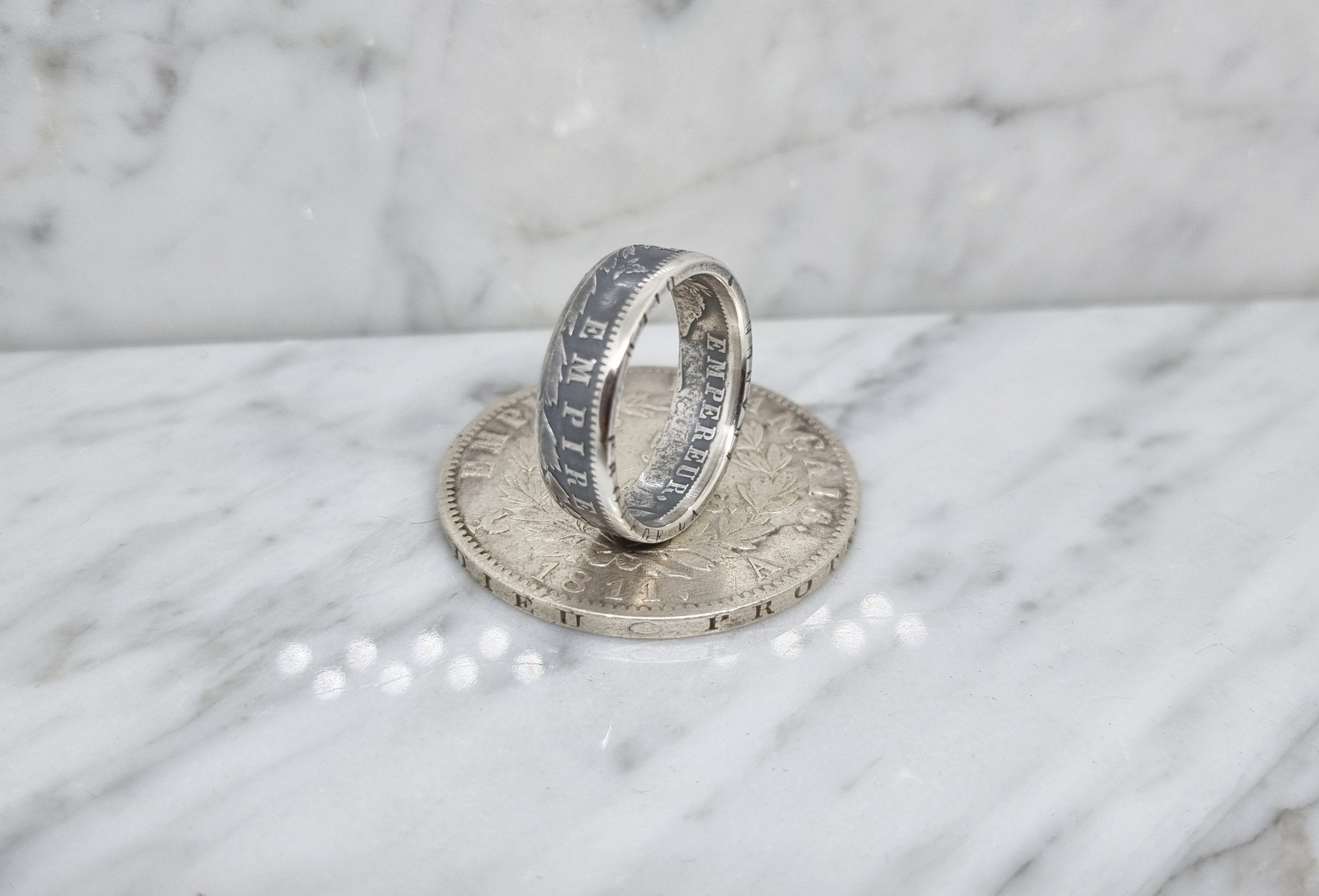 Bague Pièce De Monnaie 2 Francs Napoléon 1er En Argent - Neuf Avec étiquettes