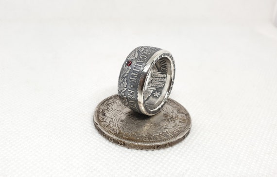 Bague Pièce De Monnaie – 5 Francs Cérès En Argent – Coin Ring Neuf Avec Étiquettes