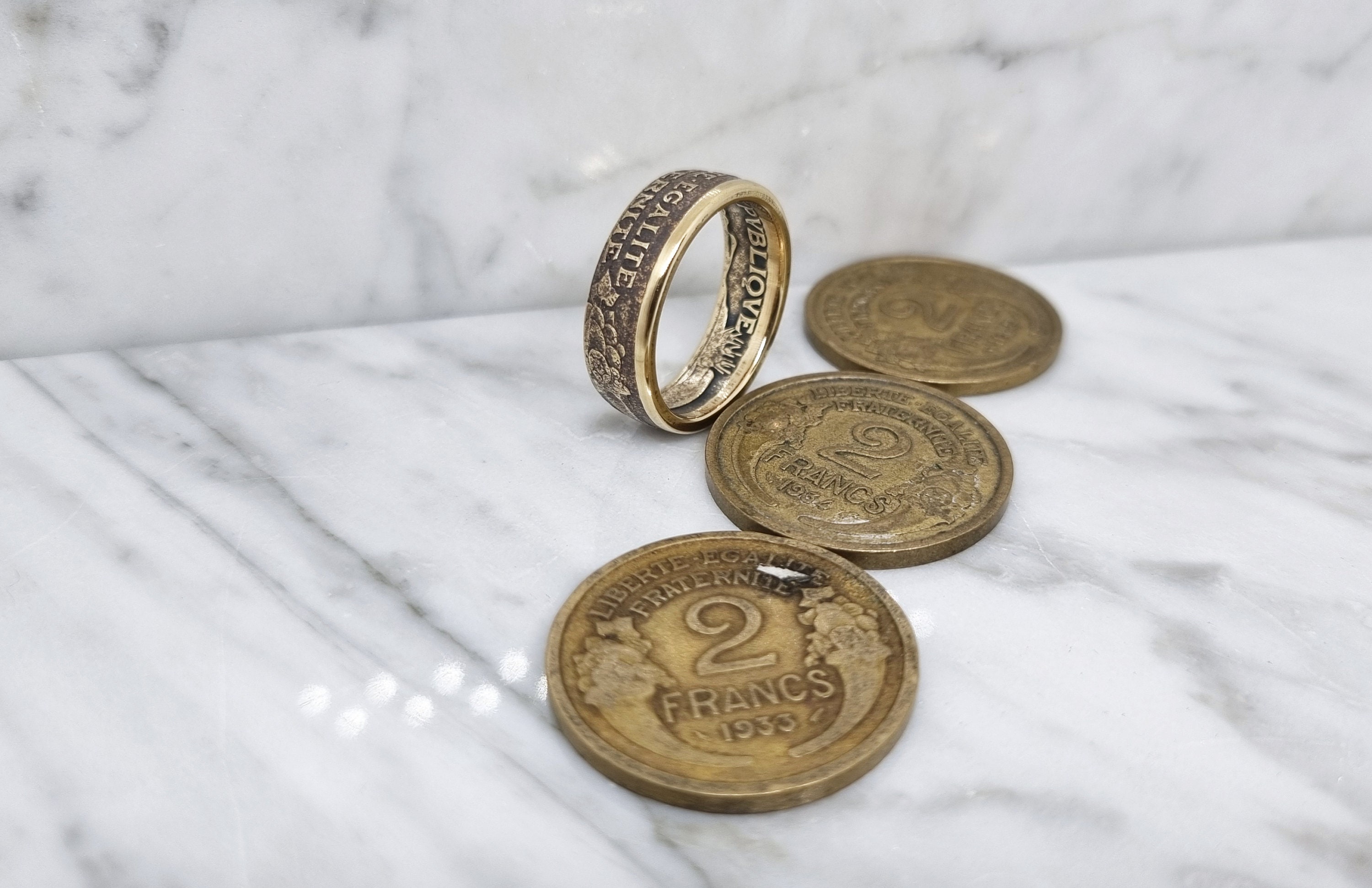 Bague Pièce De Monnaie 2 Francs Morlon (Coin Ring) - Cupro-aluminium - Neuf Avec étiquettes